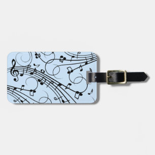 Etiqueta Para Maletas Fancy Music Notes Blue