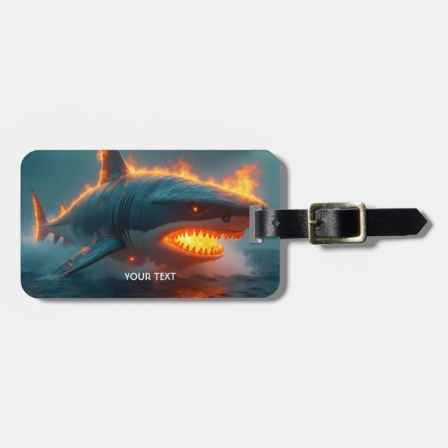 Etiqueta Para Maletas Fantasía Cute Fire Sharm Sea (Frente Horizontal)