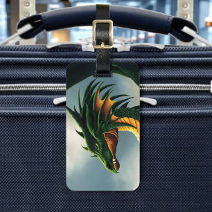 Etiqueta Para Maletas Fantasía del Dragón Verde