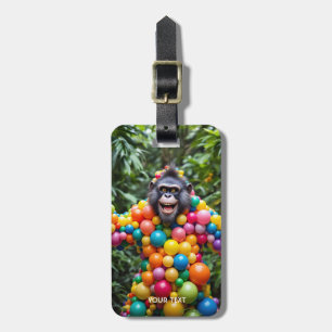 Etiqueta Para Maletas Fantasía lindo feliz mono colorido