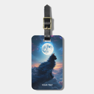 Etiqueta Para Maletas Fantasía nubes de la luna del gato lindo