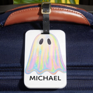 Etiqueta Para Maletas Fantasma de Arcoíris Pastel Adorable Espeluznant