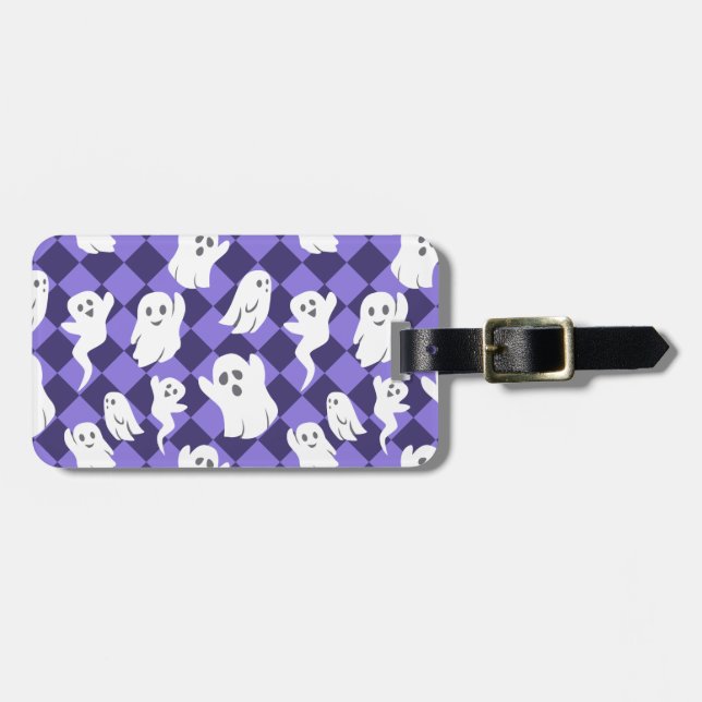 Etiqueta Para Maletas Fantasma de Halloween (Frente Horizontal)
