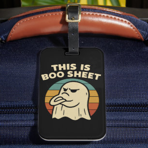 Etiqueta Para Maletas Fantasma Divertido "Esto Es Hoja de Boo" Retro Hal