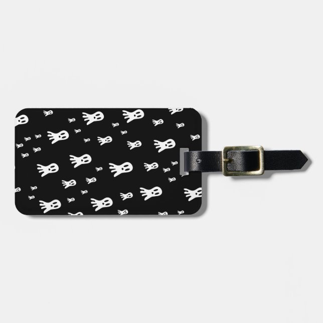 Etiqueta Para Maletas Fantasmas oscuros de Halloween (Frente Horizontal)