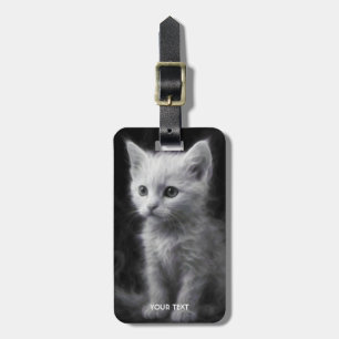 Etiqueta Para Maletas Fantástico Gatito Blanco Humeante Lindo