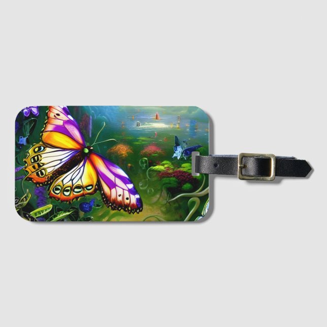 Etiqueta Para Maletas Fantasy Butterfly Journey (Anverso horizontal)