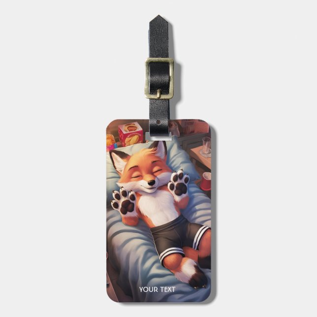 Etiqueta Para Maletas Fantasy Cuse Bebé Fox Sleeping (Frente Vertical)
