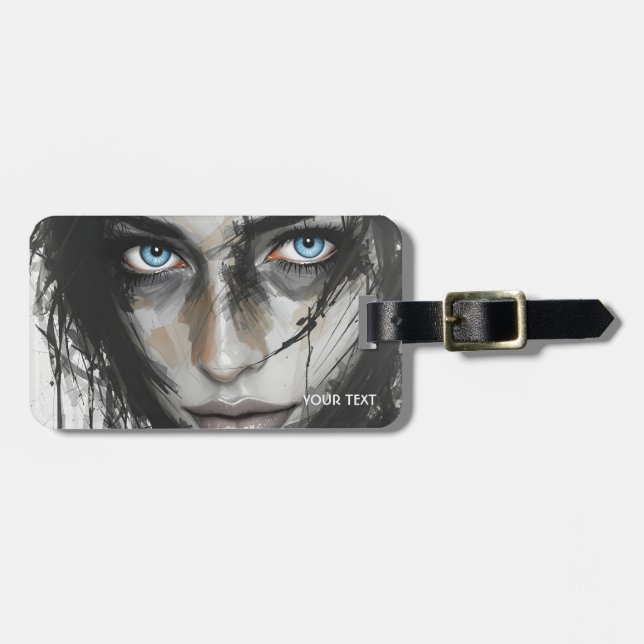 Etiqueta Para Maletas Fantasy Cute Black Blue Chica (Frente Horizontal)