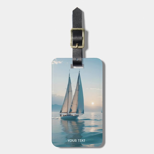 Etiqueta Para Maletas Fantasy Cute Bote Sea Sun (Frente Vertical)