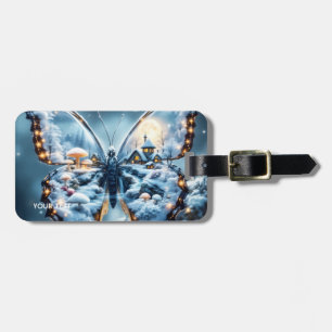 Etiqueta Para Maletas Fantasy Cute Butterfly champiñones invierno