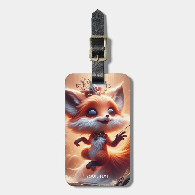 Etiqueta Para Maletas Fantasy Cute Fox Flores Mushrooms (Frente Vertical)