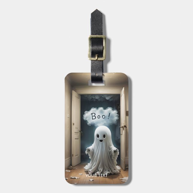 Etiqueta Para Maletas Fantasy Cute Ghost Closet Boo (Frente Vertical)