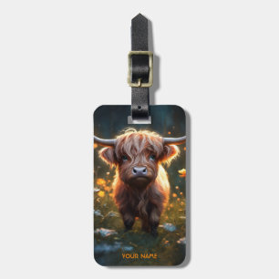 Etiqueta Para Maletas Fantasy Cute Highland Baby Cow