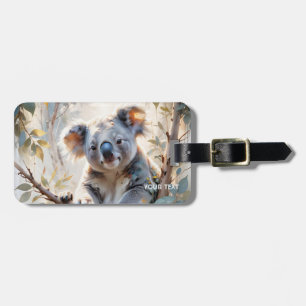 Etiqueta Para Maletas Fantasy Cute Koala Tree Watercolor