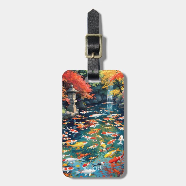 Etiqueta Para Maletas Fantasy Cute Koi Fish Pond (Frente Vertical)
