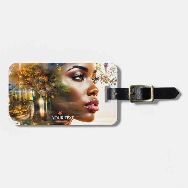Etiqueta Para Maletas Fantasy Cute Lady Panorama africano (Frente Horizontal)