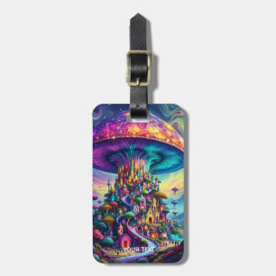 Etiqueta Para Maletas Fantasy Cute Mushroom Cielos arcoiris