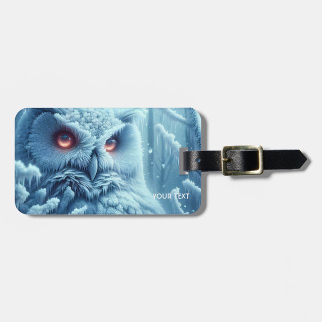 Etiqueta Para Maletas Fantasy Cute Owl Snow Winter (Frente Horizontal)