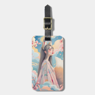 Etiqueta Para Maletas Fantasy Cute Pink Fox Lady