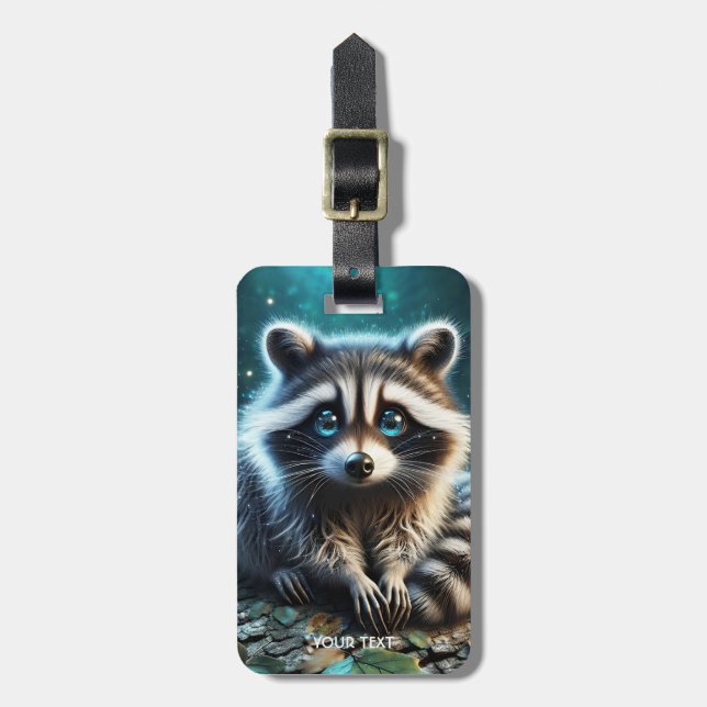 Etiqueta Para Maletas Fantasy Cute Racoon (Frente Vertical)