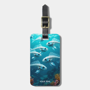 Etiqueta Para Maletas Fantasy Cute Skeleton Fish School