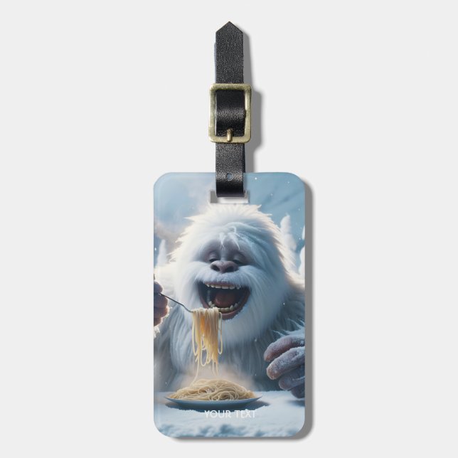 Etiqueta Para Maletas Fantasy Cute Spaghetti Yeti Snow (Frente Vertical)