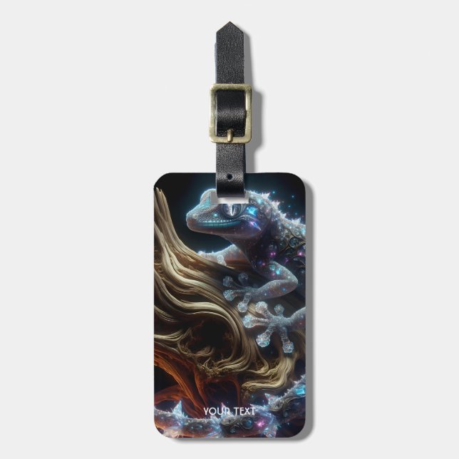 Etiqueta Para Maletas Fantasy Cute Vibrant Lizard Tree (Frente Vertical)