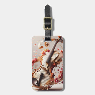 Etiqueta Para Maletas Fantasy Cute Violin Notas Flores