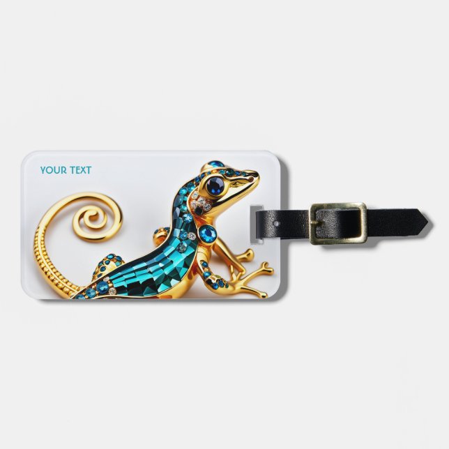 Etiqueta Para Maletas Fantasy Cute Vivid Art Deco Gecko (Frente Horizontal)