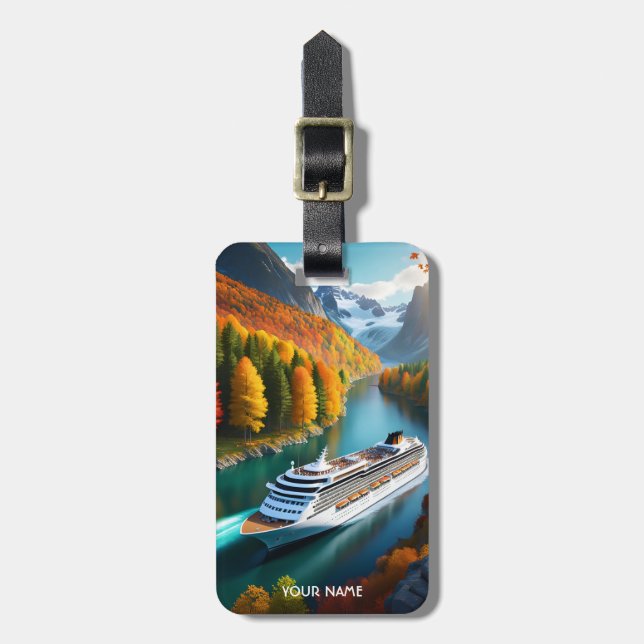 Etiqueta Para Maletas Fantasy Cute Vivid Cruise Liner River (Frente Vertical)