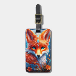 Etiqueta Para Maletas Fantasy Cute Vivid Glass Fox Flowers