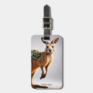 Etiqueta Para Maletas Fantasy Cute Vivid Kangaroo Portrait Flowers