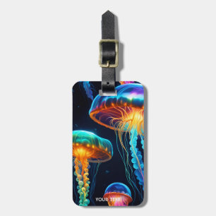 Etiqueta Para Maletas Fantasy Cute Vivid Vibrant Vivid Jellyfish