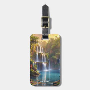 Etiqueta Para Maletas Fantasy Cute Waterfall Sunset Jungle