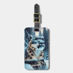 Etiqueta Para Maletas Fantasy Cute Winter Snow Leopard