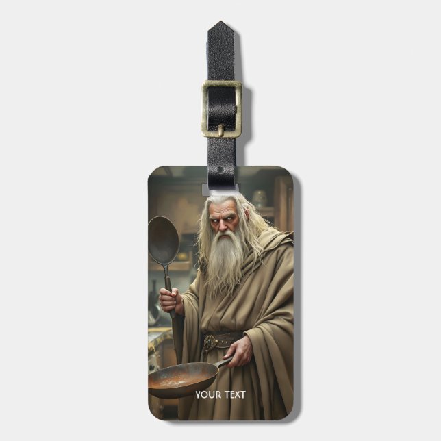Etiqueta Para Maletas Fantasy Cute Wizard Fría Pan (Frente Vertical)
