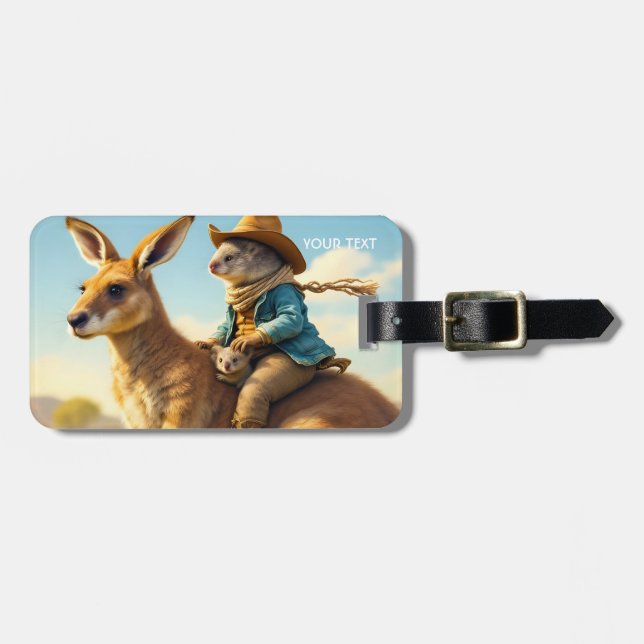 Etiqueta Para Maletas Fantasy Cute Wombat Kangaroo Koala (Frente Horizontal)