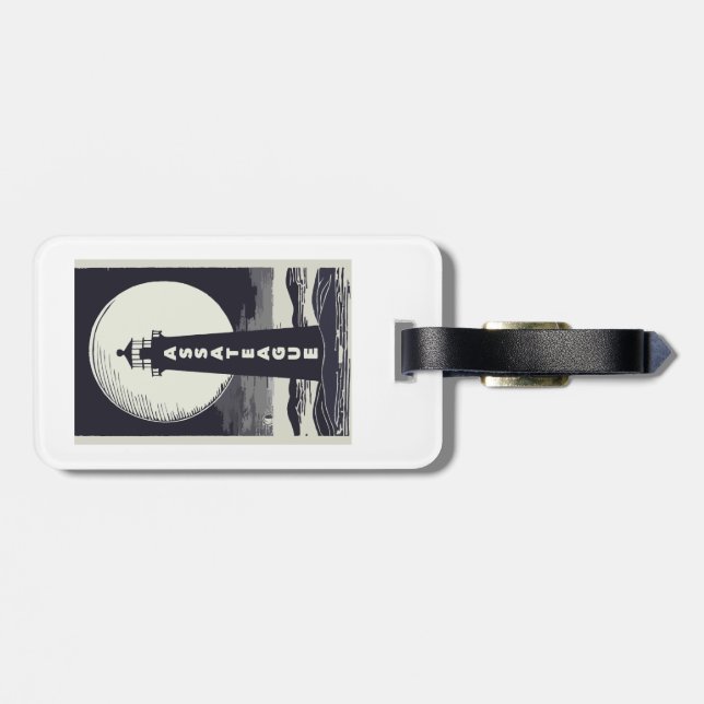 Etiqueta Para Maletas Faro de Assateague Virginia Moon (Atrás Horizontal)