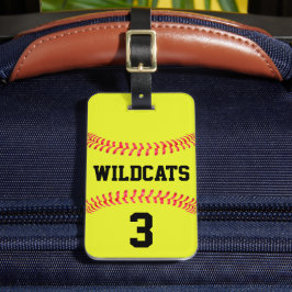 Etiqueta Para Maletas Fastpitch Softball Nombre equipo y número de jugad