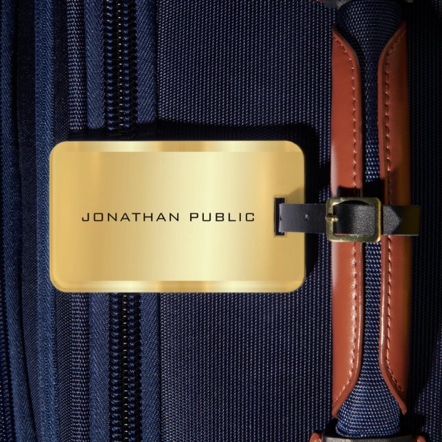 Etiqueta Para Maletas Faux Gold Modern Elegant Glam Trendy Template (Anverso In situ 4)