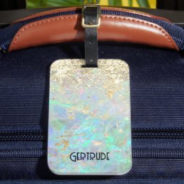 Etiqueta Para Maletas faux purpurina gemstone opal lumaleta