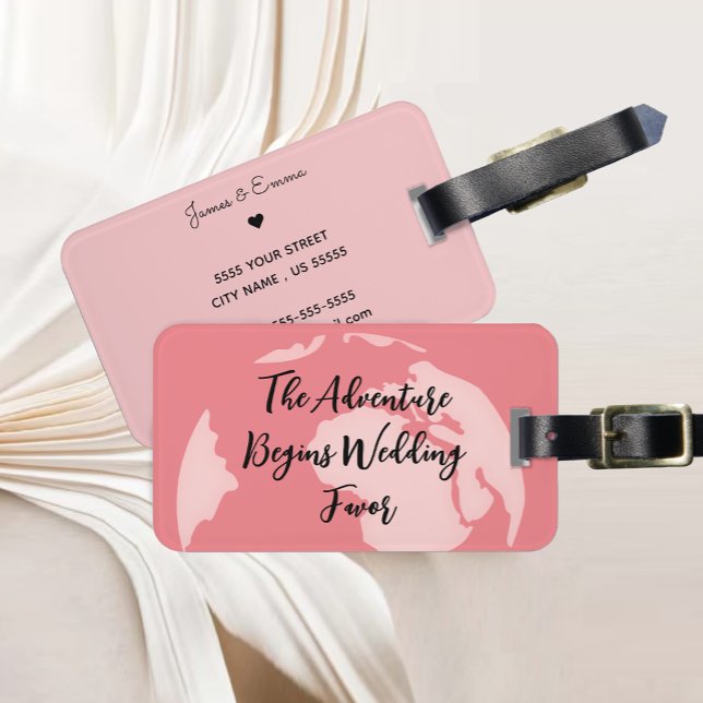 Etiqueta Para Maletas Favor de boda La aventura comienza  (The Adventure Begins Wedding Favor Luggage Tag)