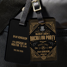 Etiqueta Para Maletas Favor de fiesta de soltero al estilo Art Deco en u