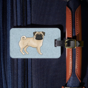 Etiqueta Para Maletas Fawn Color de Abrigo Pug Mops Raza de perro Diseño