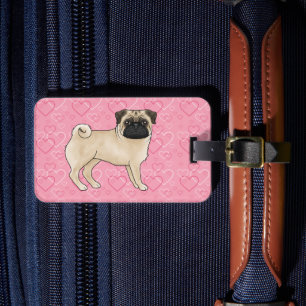 Etiqueta Para Maletas Fawn Pug Dog Personalizado Mops Love Heart Pattern