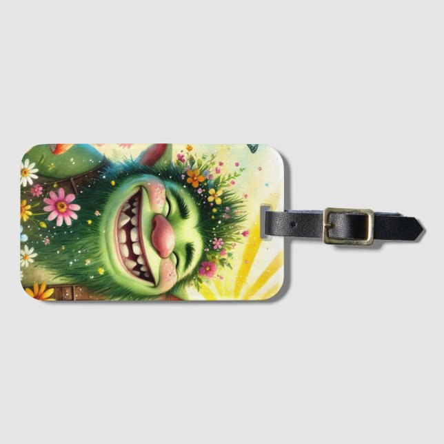 Etiqueta Para Maletas feliz Goblin Boy Sonriendo (Anverso horizontal)