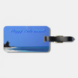 Etiqueta Para Maletas Feliz Jubilación - cielo azul, océano azul