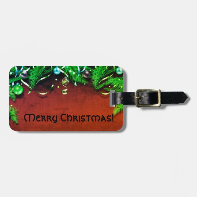 Etiqueta Para Maletas Feliz Navidad Garland y bultos de Navidades (Frente Horizontal)