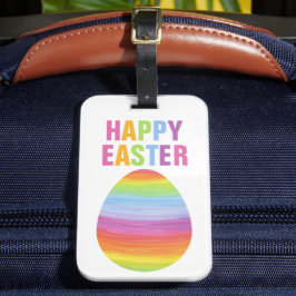Etiqueta Para Maletas Feliz Pascua Huevo de Pascua Rayado Colorido